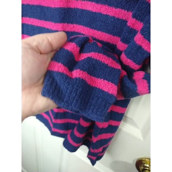 J Crew Woman S Sweater Pullover Mock Neck Pink Navy Striped Casual cabin core - Picture 5 of 8